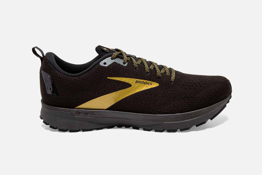 Brooks Revel 4 Road Running Shoes - Mens - Black/Gold - TI1352648